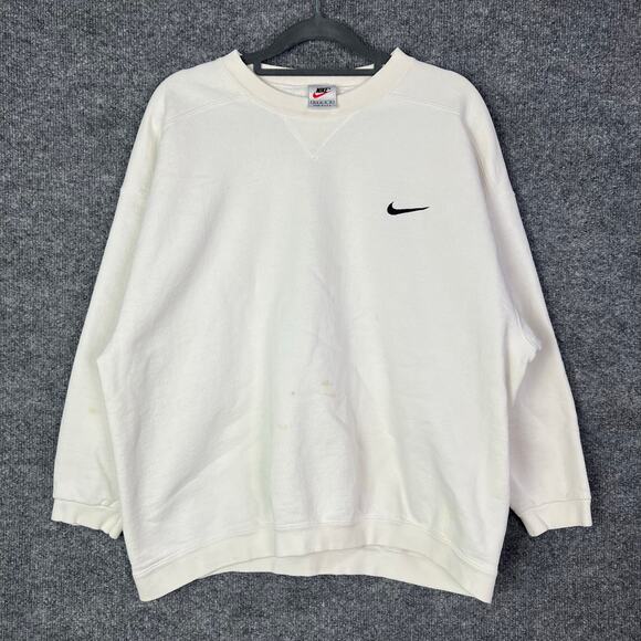 Vintage 90s Nike‎ Small Swoosh Logo Sweatshirt Crewneck Women's M Made In USA - Picture 1 of 11